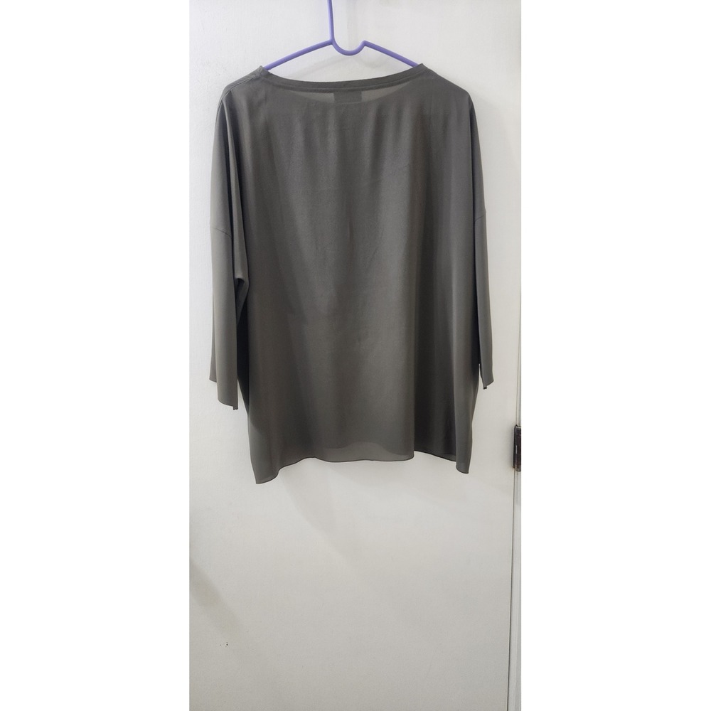 Les Copains Olive Green Batwing Sleeve Oversized Blouse Top IT 48 US XL - Picture 8 of 8
